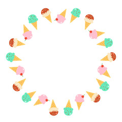 Ice Cream Round Frame Background for Summer Greeting Cards, Digital Wallpapers, Flyers, Seasonal Event Promotions, Social Media, and Party Invitations