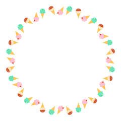 Ice Cream Round Frame Background for Summer Greeting Cards, Digital Wallpapers, Flyers, Seasonal Event Promotions, Social Media, and Party Invitations