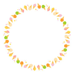 Colorful Ice Cream Round Frame Design for Summer Greeting Cards, Backgrounds, Digital Wallpapers, Flyers, Seasonal Event Promotions, Social Media, and Party Invitations
