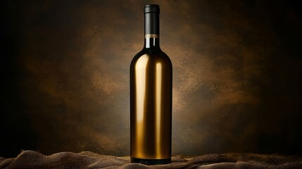 Elegant presentation of a gold wine bottle design.