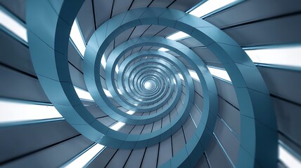 Mesmerizing blue spiral structure leading to a vanishing point, creating a dynamic abstract design.