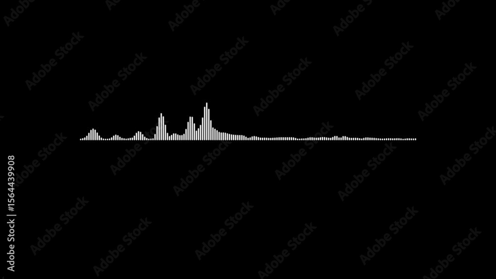 Poster animated white equalizer sound waveform visualizing audio frequency. equalizer shows balanced sound 