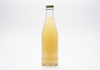 Full bottle of pear juice on white background
