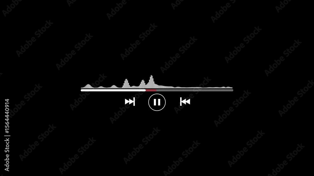 Poster music player interface featuring audio waveform and control button. music waveform shows audio frequ