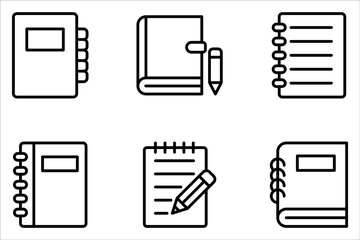 Notebook icon set. High quality outline symbol for web design or mobile app on white background
