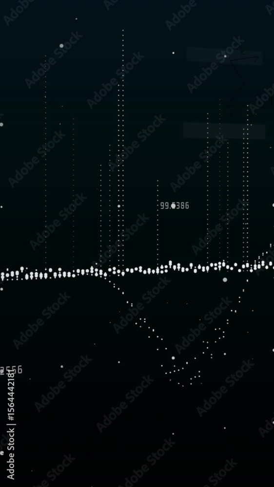 Poster animation of multiple changing numbers and data processing against black background