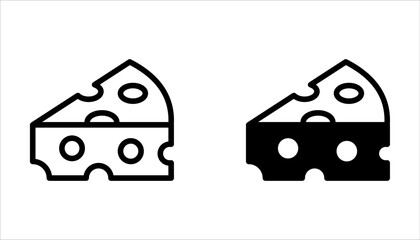 Cheese icons set. Parmesan, mozzarella, yogurt, ricotta, butter, blue chees piece on white background