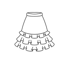 A white skirt with ruffles is drawn in black