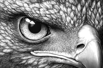 Grayscale Raptor Close-up - Majestic Bird of Prey