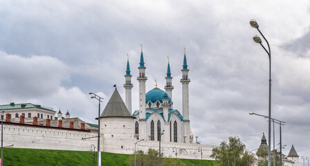 Cityscape of the embankment of the city of Kazan and the Kazan Kremlin. Russia