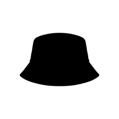 Black bucket hat silhouette vector flat illustration design.