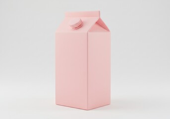 Minimalist pink milk carton on a white background, studio shot