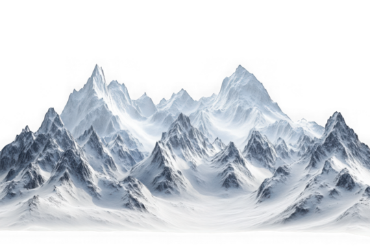 Snowy mountain range landscape peak ice glacier scenery winter alps himalayas png image isolated on transparent background