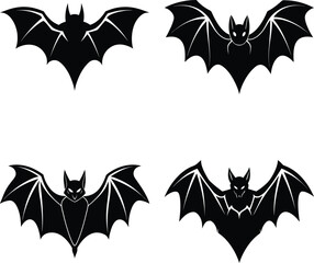 bat and bats vector set on white background