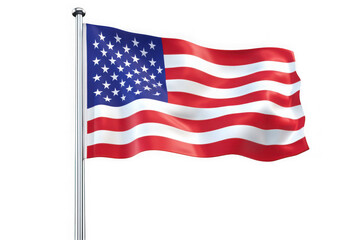 Fototapeta premium Waving american flag illustration, usa patriotic symbol, united states national banner, stars and stripes graphic, isolated on transparent background