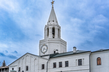 Spasskaya Tower in sunny summer day. Kazan Kremlin. Republic of Tatarstan. Kazan. Russia