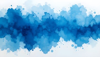 Blue Gradient Watercolor Grunge Texture with Blank Space for Text Design