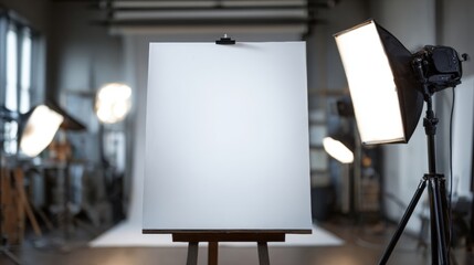Blank Canvas Mockup in Photo Studio
