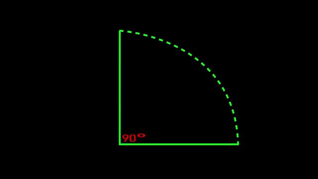 90 degree angle. Icon of 90 degree. Acute angle. Symbol for measure and math isolated icon animation.
