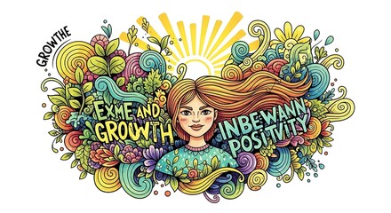 Enhancing Positive Vibes Growth, Excitement, and Positivity Doodle Art