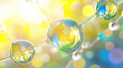 Radiant Molecular Structure, Vivid Colors, Abstract Science Art