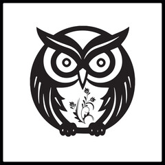 Owl design vector black and white art