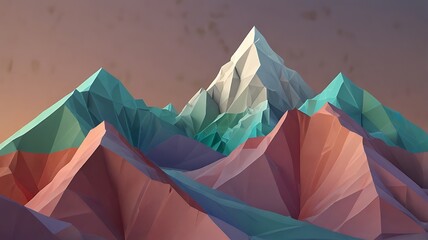 Polygonal Peaks Teal Coral White Summit low poly mountain