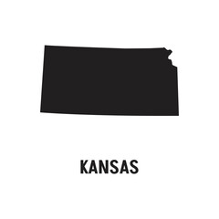 Kansas state silhouette, line style. America illustration, American vector outline isolated on white background