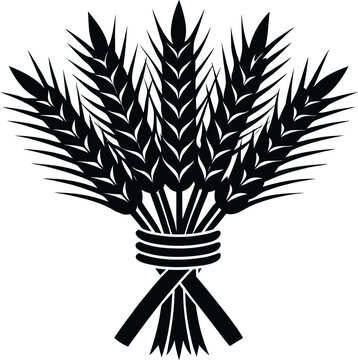 Black and white wheat sheaf graphic design element