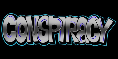 letter conspiracy, illustration of word conspiracy with cool simple graffiti pattern