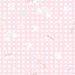 Vector - Abstract seamless pattern on cute checkered pink and white on girl, daughter concept. Can be use for print, paper, fabric.