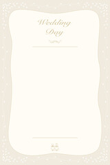 Vector - Beautiful border or frame on beige color. Invitation card. Wedding, marriage, memorial, label concept. Copy space.