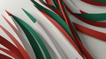 Red green white abstract ribbon curves background swirl
