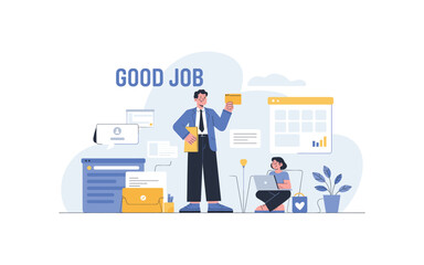 Business Teamwork Success: Congratulations and Recognition for Hard Work and Achievement in the Workplace