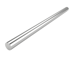 Solid iron rod with cylindrical shape and metallic surface isolated on white background