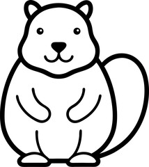 Stylized black and white guinea pig illustration displays a playful, charming animal vector