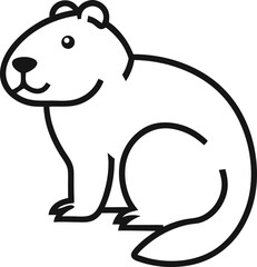 Stylized black and white guinea pig illustration displays a playful, charming animal vector