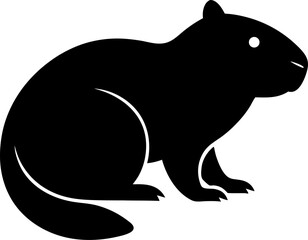 Stylized black and white guinea pig illustration displays a playful, charming animal vector