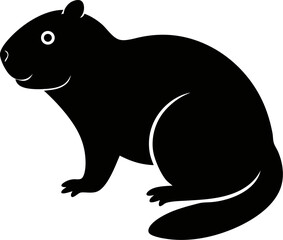 Stylized black and white guinea pig illustration displays a playful, charming animal vector