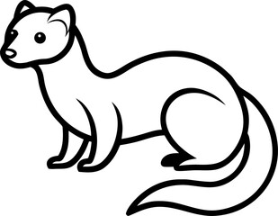 Black ferret silhouette animal wildlife playful mammal weasel pet isolated