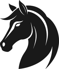 Horse head vector black silhouette lineart logo icon, animal isolated on white background, creative minimal clean detail editable clipart