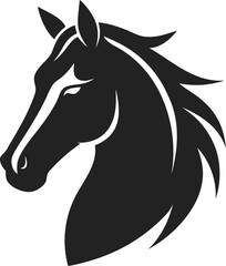 Horse head vector black silhouette lineart logo icon, animal isolated on white background, creative minimal clean detail editable clipart