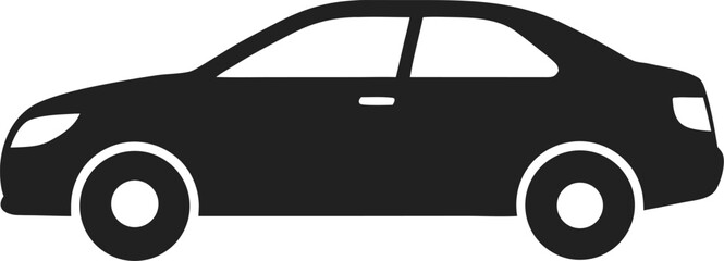 Minimalistic sedan car icon in line art style, vector representation with a clean look. Editable stroke.