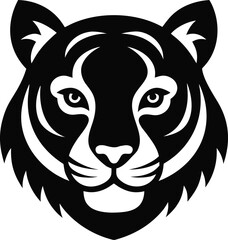 silhouette tiger face and head tittle, Tiger Face and Head Silhouette Vector, silhouette tiger