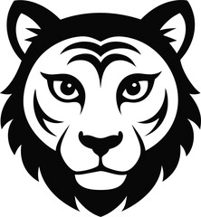silhouette tiger face and head tittle, Tiger Face and Head Silhouette Vector, silhouette tiger