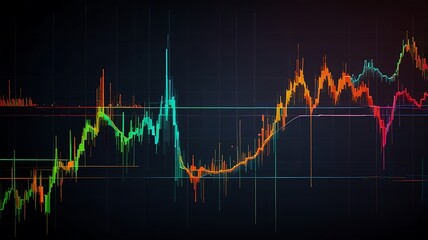 Vibrant fluctuating financial data charts line graphs