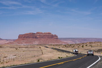 Boot Mesa, A mesa is an isolated, flat-topped elevation, ridge, or hill. south of Monument Valley,...