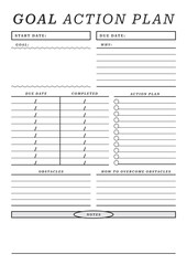 Goal Action Planner Template Pages