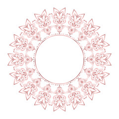 Round damask ornament, Decorative rose gold frame, Elegant vector element for design in Eastern style, beauty place for text, Floral golden border, Lace illustration for invitations and greeting cards