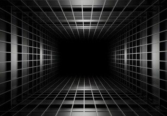 Futuristic Monochrome Grid with Dynamic Perspective
